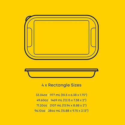 JoyJolt 8-Piece Borosilicate Glass Oven Dishes with Sage Green Lids, Rectangle Deep Glass Baking Dish Set, Baking Pans for Lasagna Casserole Cake, Bakeware Set, Freezer to Oven Tray to Dishwasher