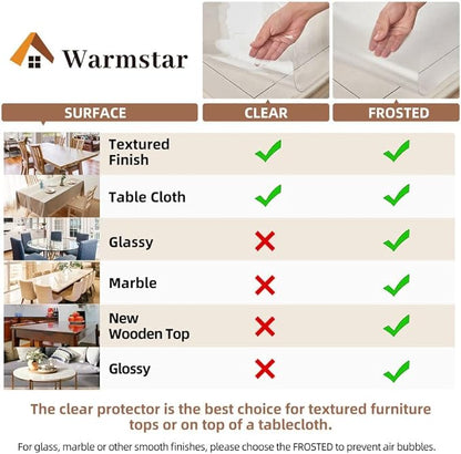 Warmstar Clear Table Cover Protector 24 x 24 Inch,1.5mm Thick Plastic Table Cover Rectangle,PVC Clear Table Protector,Desk Protector Mat for Kitchen, Dresser, Writing Desk，Dining Room Table