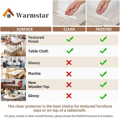 Warmstar Clear Table Cover Protector 44 x 84 Inch,1.5mm Thick Plastic Table Cover Rectangle,PVC Clear Table Protector,Desk Protector Mat for Kitchen, Dresser, Writing Desk，Dining Room Table
