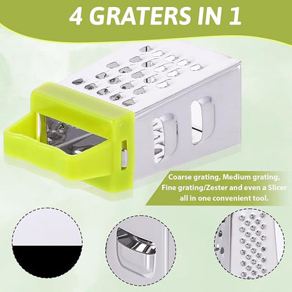 6 Pcs Mini Cheese Grater Professional Box Grater Stainless Steel Fine Coarse Handheld Slicer with 4 Sides Small Box Food Shredder Safe Zester