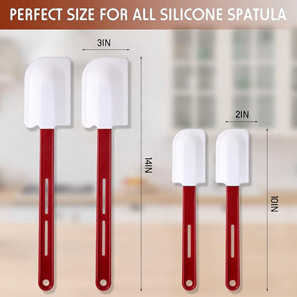 Norme 4 Pcs High Temp Silicone Spatulas Heat Resistant Rubber Spatula Commercial Silicone Scraper with Handle for Kitchen Cook Baking Mixing Utensil, Dishwasher Safe (10 Inch,14 Inch)