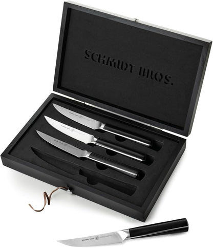 Schmidt Brothers - Crosstown Series 4-Piece Steak Knife Set, High-Carbon German Stainless Steel Cutlery, Double Cross Tang Handles