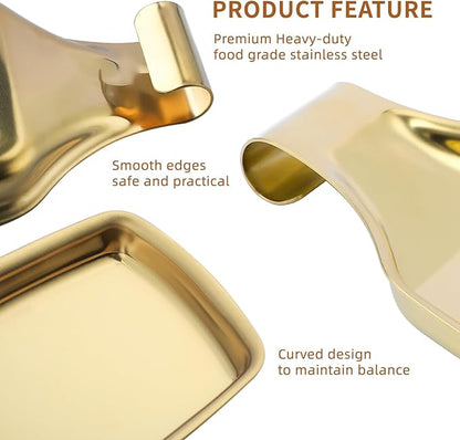 MSY BIGSUNNY Stainless Steel Utensil Tray Spoon Rest Holder for Stove Top, 2 Pack Stainless Steel Spoon Rest, Golden