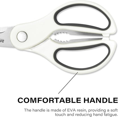 Kitchen Scissors with Magnetic Holder Heavy Duty Magnetic Scissors for Fridge, Kitchen Shears Magnet Sheath Set for Food Meat Pizza Herb Vegetables, White