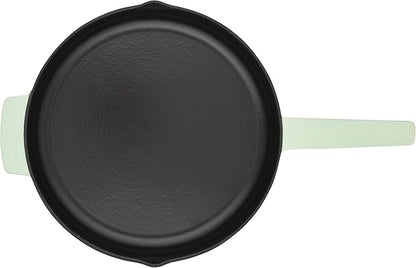 KitchenAid Enameled Cast Iron Frying Pan/Skillet with Helper Handle and Pour Spouts, 12 Inch, Pistachio