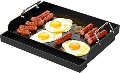 DcYourHome Universal Griddle Insert for Gas Grill/Gas Stove, Nonstick Carbon Steel Flat Top Griddle Plate for Camp Chef, Nexgrill, Kenmore Etc. All Gas Grills, Flat Top for Stove 4 Burner 17" x 13"