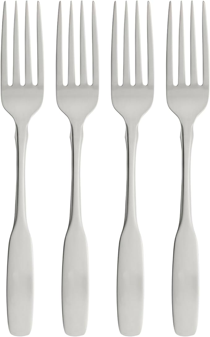 Oneida Paul Revere Fine Flatware Dinner Forks, Set of 4 , 18/10 Stainless Steel, Silverware Set, Dishwasher Safe