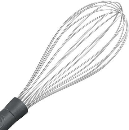 Zyliss Balloon Whisk - Sustainable Wheatstraw Handle Wire Head Whisk - Nonstick Heat-Resistant Cooking Tool for Whisking, Beating, & Mixing Cookware - Easy to Use - 11.8" x 2.5" - Beluga Grey - Large