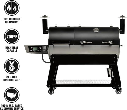 recteq DualFire 1200 Wood Pellet Smoker Grill, Wi-Fi Electric Pellet Grills, Dual Chambers for Hot and Fast + Low and Slow Cooking, DualFire 1200 + Grilling Basics Bundle