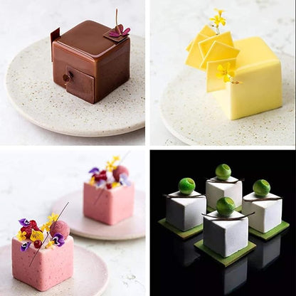 Silicone Molds Baking for Mousse Cake, 3D Baking Molds Dessert Molds for Pastry Truffle Pudding Jelly Cheesecake,3D Cube Shape (8-Cavity)
