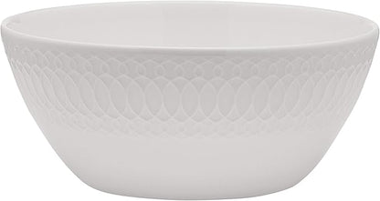 Mikasa Levi 40 Piece Bone China Dinnerware Set, Embossed Plates Bowls, Chip-Resistant, Lightweight, Elegant and Durable, Service for 8, White