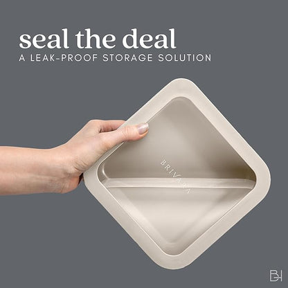 Ceramic Coated Glass Food Storage Containers | No PTFE, PFOA, PFAS, and BPA | Reusable Non Toxic Meal Prep Containers with Glass Lids | Easy To Store | 10 Piece Set [Crema]