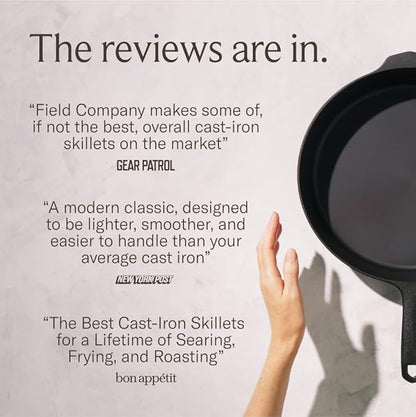 Field Company 13.37 Inch (Extra Large) Cast Iron Skillet – No.12, Perfect for 6-8 Servings, Lightweight & Smooth, Preseasoned with Organic Oil – Made in USA, Non-Toxic, Vintage Design