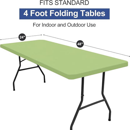 homing Rectangle Table Cloth Cover, Waterproof Polyester Elastic Fitted Tablecloth, Fits for 4 Foot Folding Tables, Washable Table Protector for Picnic, Camping, Outdoor (Sage Green, 24" x 48")