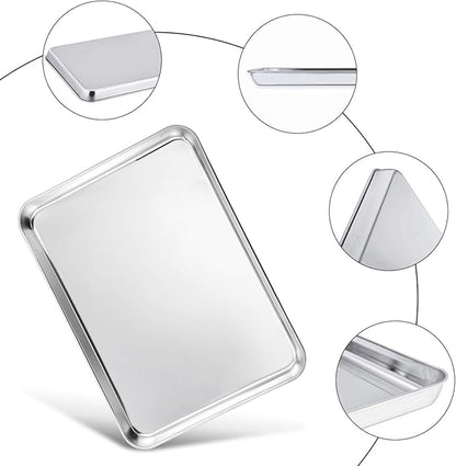 TeamFar Baking Sheet, 20’’×14’’×1’’, Cookie Sheet Half Sheet Baking Pans Stainless Steel, Non Toxic & Healthy, Heavy Duty & Thick Gauge, Mirror Finish & Dishwasher Safe - 2 Piece
