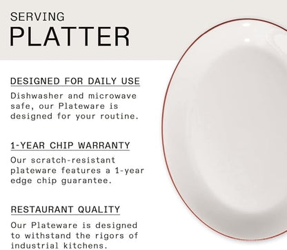 Made In Cookware - Serving Platter - White With Red Rim - Porcelain England