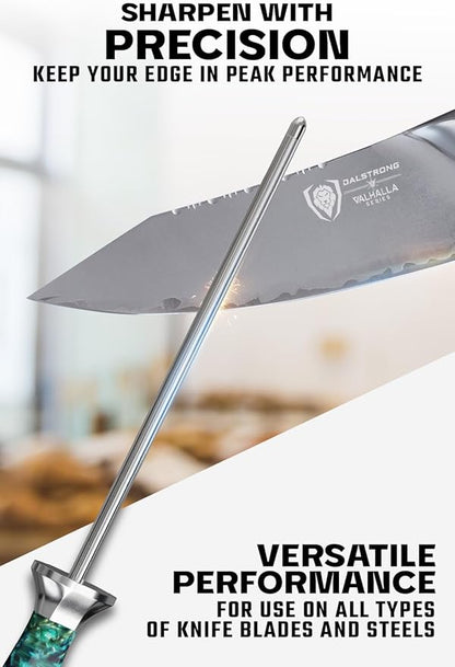 Dalstrong Honing Rod - 10 inch - Valhalla Series - SUS430 Stainless Steel - Resin & Wood Handle - Razor Sharp Kitchen Knife Sharpener Chef Knife Polish - Honing Steel - Gift Sharpening Rod