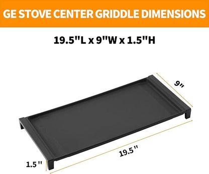 Upgraded WB31X24738 Griddle Replacement Parts for GE Stove Parts WB31X49806 Cast Iron Center Griddle Plate WB31X24998 19.5" x 9" General Electric Gas Range Burner Griddle GE Cooktop Flat Top Pan