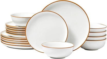 VEVOR Dinnerware Set, Service for 6 (18 PCS), Round Plates and Bowls Sets, Scratch Resistant Ceramic Dinner Ware, Dishwasher and Microwave Suitable Kitchen Dish, for Dessert Salad Soup Pasta, White