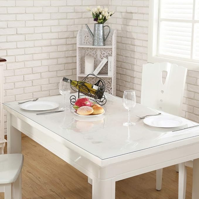 NECAUX Custom 16 x 59 Inch Clear Desk Cover Protector, 1.5mm Thick Plastic Heavy Duty Table Pad Desk Mat Desk Protector for Office Computer Writing Desk, Sofa Table, Media Stand, Coffee Table