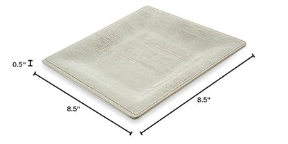 Carlisle FoodService Products Grove Reusable Plastic Plate Square Plate with Rim for Home and Restaurant, Melamine, 8.5 Inches, Buff, (Pack of 12)