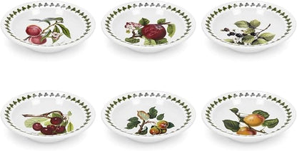 Portmeirion Pomona Collection 6.5" Bowl | Set of 6 | Assorted Fruit Motifs | Made of Fine Earthenware | Dishwasher and Microwave Safe | Made in England