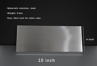 Cake Scraper Smoother 10 inch, Stainless Steel Metal Icing Smoother for Tall Cake Decorating