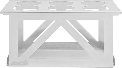 Restaurantware Squeeze Bottle Holder Pack of 1 Stainless Steel 6 Hole Bottle Holder, 2.93" Diameter Fits 1/3 Size Opening, Dishwasher Friendly Integrated Lip Design Holder for Condiment Bottles