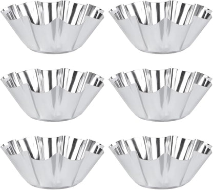 Unomor 6pcs Reusable Stainless Steel Tart and Cupcake Molds Baking Pans for Muffins Pies and Desserts Silver Kitchen Bakeware
