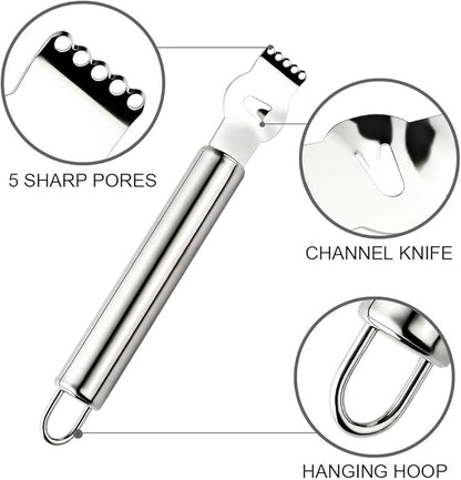 Stainless Steel Lemon Zester Grater, Lemon zester tool,citrus zester tool for Orange Citrus Peeler with Channel Knife