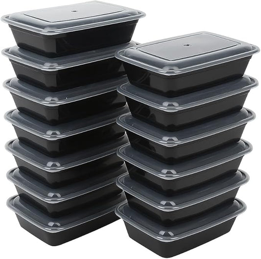 Ruthy's Outlet Meal Prep Containers W/Lids -Square Food Storage – BPA-Free| Stackable | Microwave | Freezer & Dishwasher Safe | Reusable Lunch Bento Box Portion Control & Planning (150 Pack, 32 oz)