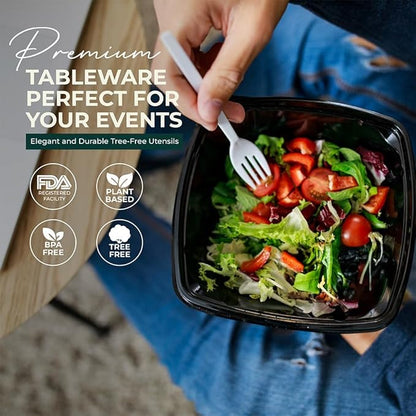 100% Compostable Spoons - (7 in.) 150 Large Biodegradable Spoon Disposable Eco Friendly Spoon Durable and Heat Resistant Alternative to Plastic Spoons with Convenient Tray, By