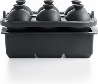 Glacio Ice Cube Molds – Large Silicone Ice & Sphere Mold Combo with Built-In Easy-Fill Funnel 2-Inch Round & Square Whiskey Ice Molds for Cocktails & Bourbon