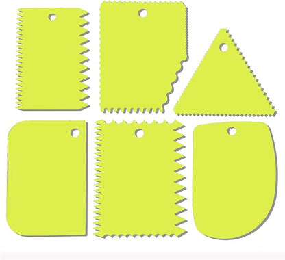 Cake Scraper, Cake Smoother Scraper Set, Dough Scraper Icing Scraper Polisher Tool, Cake Decorating Comb, Icing Smoother Plastic Sawtooth Cake Icing Kitchen Baking Cake Edge (Green)