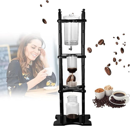 Cold Drip Coffee Maker, 2000ml Large Capacity Glass Dutch Coffee Dripper Ice Drip Coffee Tower w/Stable Base for Commercial Office