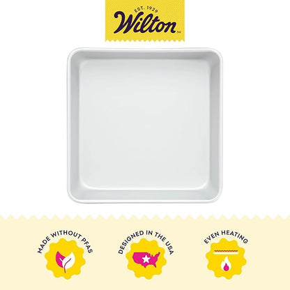 Wilton 8 x 8 Inch Square Cake Pan, Even Heating Aluminum Bakeware, Made Without PFAS, Packaging May Vary