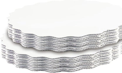 qiqee 6 Inch White Wave Cake Boards Round 15-Packs Circles Rounds Base Food-Grade Cardboard Wave Cake Plate（Thinner But Stronger）