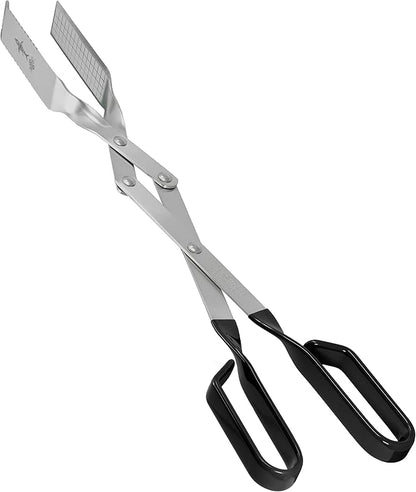 Shark BBQ Tongs for Steak, 17.5" Extra Long, Stainless Steel Grilling Tongs with Scissor Grip, Tong for Cooking, Kitchen & Outdoor Grill - Perfect Barbecue Tool & Gift for Grill Masters, Black