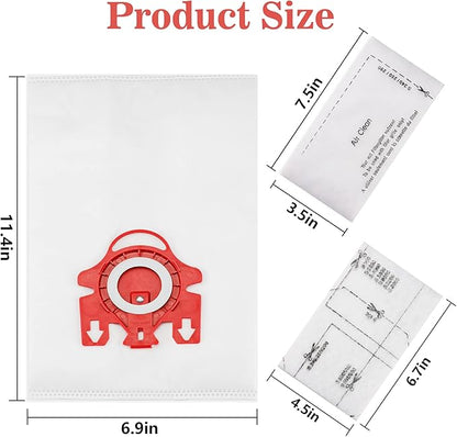 3D Airclean Dust Bags Replacement for Miele FJM Vacuum Compact C2 Compact C1 Complete C1 S241 S290 S300i S500 S700 S4 S6 Series (Pack of 10) with 3 Motor Protection Filters 3 Air.Clean Filters
