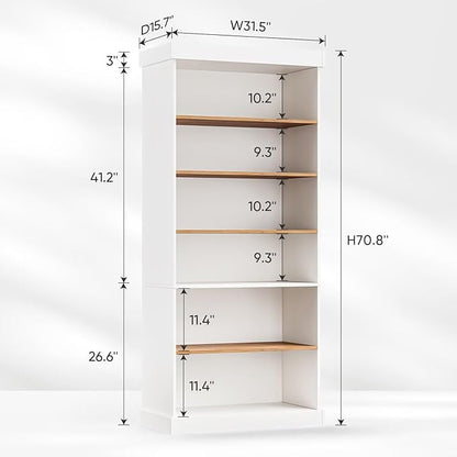 70.8" Tall Farmhouse Kitchen Pantry Cabinet, Modular Storage Cabinet with 6-Tier Adjustable Shelves, White, Wooden Hutch for Living Room, Kitchen, Set of 2