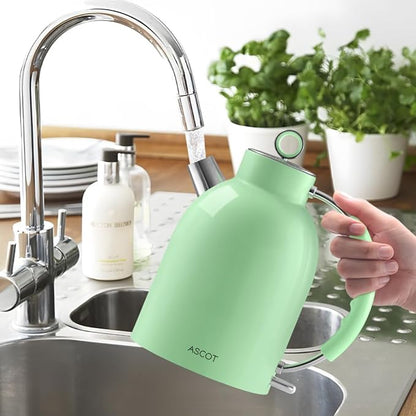ASCOT Electric Kettle, Stainless Steel Electric Tea Kettle Gifts for Men/Women/Family 1.5L 1500W Retro Tea Heater & Hot Water Boiler, Auto Shut-Off and Boil-Dry Protection (Green)