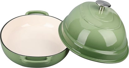 Enameled Oval Cast Iron Dutch Oven Pot with Lid, Bread Dutch Oven for Sourdough Bread Baking, 6QT, Pistachio Green