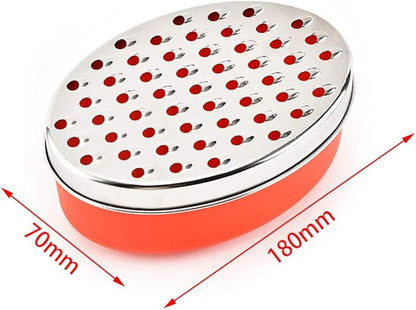 Stainless Steel Cheese Grater with Airtight Food Storage Container & Lid - Multi-Purpose Kitchen Tool for Grating Cheese, Vegetables, Ginger, and Citrus Fruits - Ideal for Home & Picnic Use
