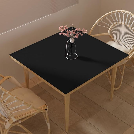 Desk Cover Protector - Used for Square Table Waterproof and Easy to Clean Good Flatness Easy to Used for Dining Table(Black+Black 44x44)
