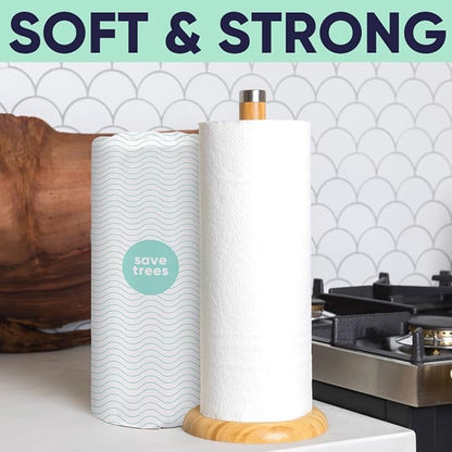 Save Trees Bamboo Paper Towels 24pk - 3600 Sheets Rolls Ultra Absorbent & Durable Eco-Friendly Paper Towels -FSC-Certified, Vegan