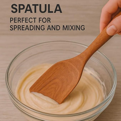 9-Piece Wooden Cooking Utensil Set – Premium Wood Kitchenware for Nonstick Cookware, Heat-Resistant & Durable Wooden Spoons and Spatulas – Eco-Friendly Kitchen Tools for Stirring & Serving