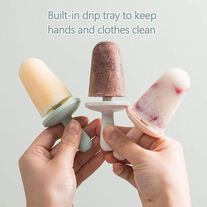 Popsicle Mold Set 4 Pieces Homemade Silicone Popsicle Maker Easy Release Ice Cream Molds Reusable DIY Pop Molds (White, IcyClassic Pops)