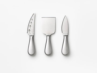 Printworks The Essentials, Cheese Knife Set – 3 Pieces Stainless Steel Gift Set with Pronged, Chisel, and Heart Knives – Stylish Charcuterie Accessories and Dishwasher Safe
