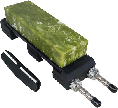 Knife Sharpening Stone,10000 Grit Sharpener Whetstone Final Fine Polishing Natural Green Honing Oilstone for, Knives Tools,Cutting Tools, Angle Guide and Non-Slip Rubber Base (SET-D) ﻿