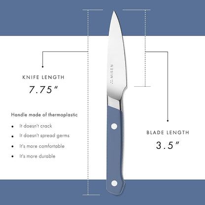 Misen Paring Knife – Precision Kitchen Knife with High-Carbon Stainless Steel Blade – Ergonomic Handle for Peeling, Trimming, and Slicing – Lightweight, Versatile Tool for All Culinary Tasks - Blue